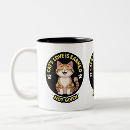 Kattenliefde is verdiend, niet gegeven - Sip with Tweekleurige Koffiemok