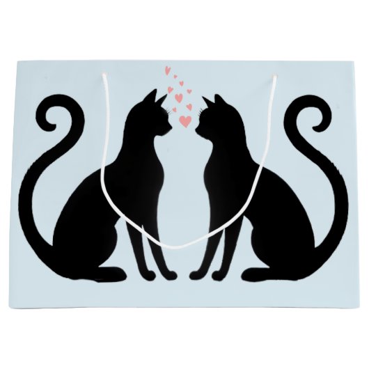 Kattenliefde met harten groot cadeauzakje (Voorkant)