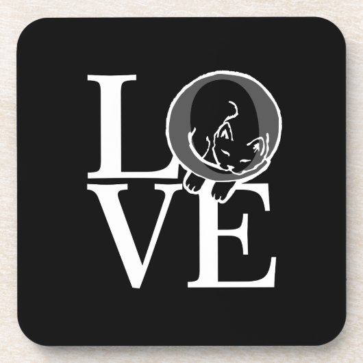 Kattenliefde op Zwarte Decoratie Bier Onderzetter (Voorkant)