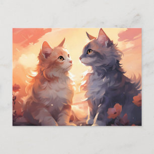 Kattenliefde Romantiek Aquarel Fluisteringen Feestdagenkaart