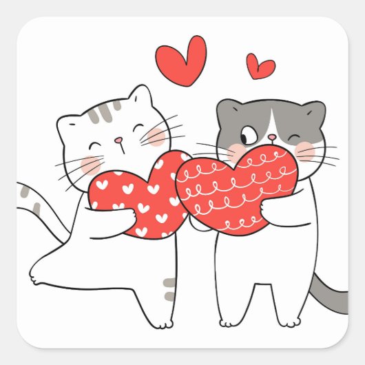 Kattenliefde Vierkante Sticker (Voorkant)