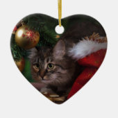 Kattenliefde Vrolijk Kerstfeest Keramisch Ornament (Voorkant)