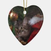 Kattenliefde Vrolijk Kerstfeest Keramisch Ornament (Links)