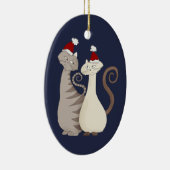 Kattenliefdeskoppel Blauw Keramisch Ornament (Rechts)