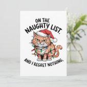 Kattenliefhebber cadeau op de stoute lijst kaart (Staand voorkant)