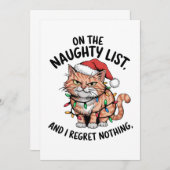 Kattenliefhebber cadeau op de stoute lijst kaart (Voorkant / Achterkant)