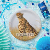 Kattenliefhebber cheetah foto gepersonaliseerd papieren bordje (Feest)