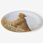 Kattenliefhebber cheetah foto gepersonaliseerd papieren bordje (Gekanteld)