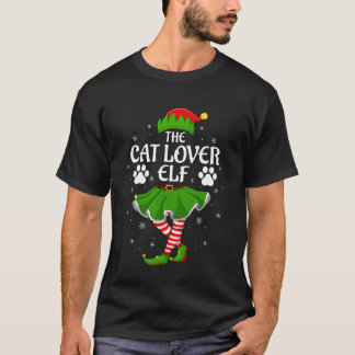 Kattenliefhebber Elf Kerst Familie Meisjes Vrouwen T-shirt
