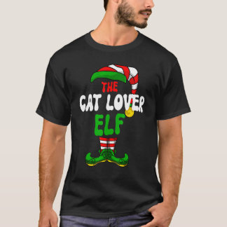 Kattenliefhebber Elf Pyjama Matching Groep Kerstmi T-shirt