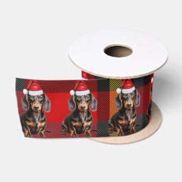 Kattenliefhebber geruit en Dachshund Kerstmis Satijnen Lint
