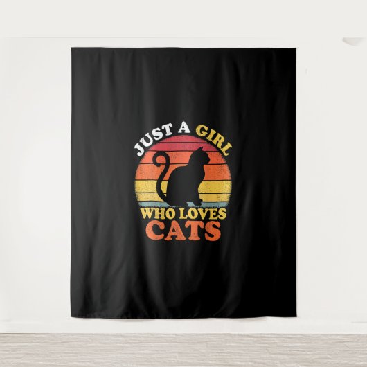 Kattenliefhebber gewoon een meisje dat van katten wandkleed (Voorkant)