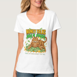 Kattenliefhebber Grappig Geld T-shirt voor Vrouwen