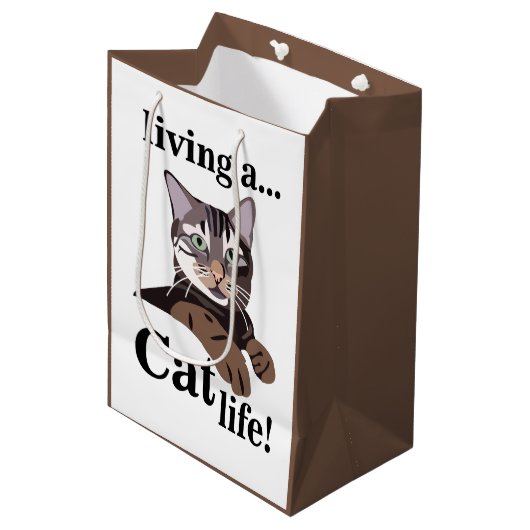 Kattenliefhebber Grappig Medium Cadeauzakje (Voorkant Gekanteld)