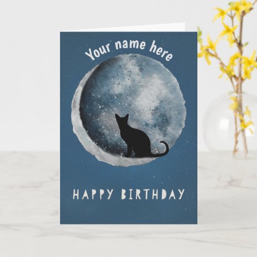 Kattenliefhebber - Happy Birthday Kaart (Gele Bloem)