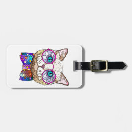 Kattenliefhebber HIPSTER CAT, gepersonaliseerd Bagagelabel