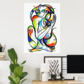 Kattenliefhebber inktborstel poster (Thuiskantoor)