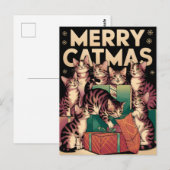 Kattenliefhebber Kerst Grappige Vintage Briefkaart (Voorkant / Achterkant)