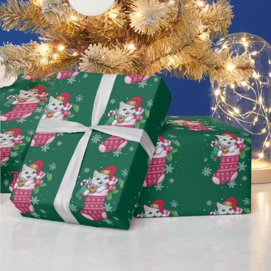Kattenliefhebber Kerst Moppen Kattenbezitter Cadeaupapier (Feestdagen)
