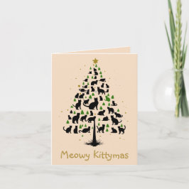 Kattenliefhebber Kerstboom 2 Notitiekaartje