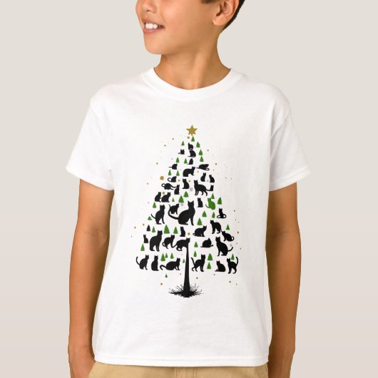 Kattenliefhebber Kerstboom 2 T-shirt (Voorkant)