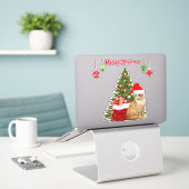 Kattenliefhebber kerstboom en Kat Sticker (Laptop op bureau)