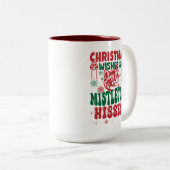 Kattenliefhebber Kerstwensen Mistletoe sissen Grap Tweekleurige Koffiemok (Voorkant rechts)