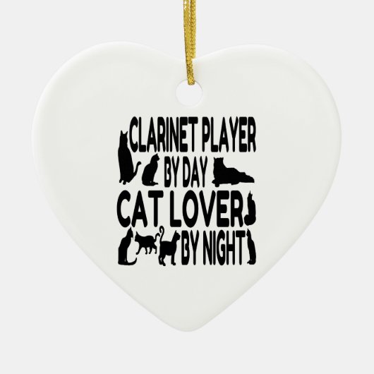 Kattenliefhebber klarinetspeler keramisch ornament (Voorkant)