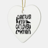 Kattenliefhebber klarinetspeler keramisch ornament (Links)