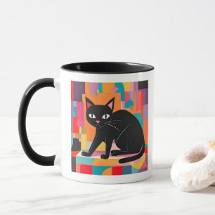 Kattenliefhebber, kleurrijke geometrische katachti mok