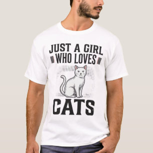 Kattenliefhebber Meisje Vintage Gravure Shirt Ontw