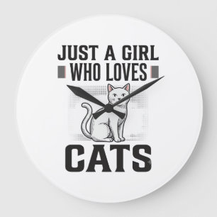 Kattenliefhebber Meisje Vintage Gravure Shirt Ontw Grote Klok