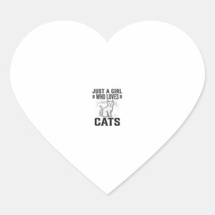 Kattenliefhebber Meisje Vintage Gravure Shirt Ontw Hart Sticker