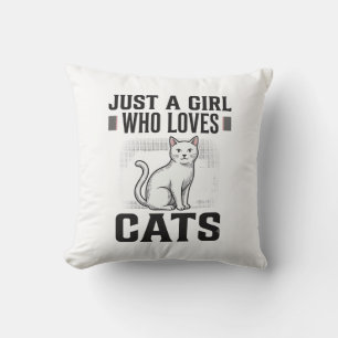 Kattenliefhebber Meisje Vintage Gravure Shirt Ontw Kussen