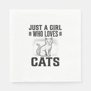 Kattenliefhebber Meisje Vintage Gravure Shirt Ontw Servet