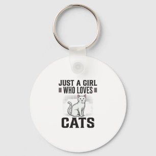 Kattenliefhebber Meisje Vintage Gravure Shirt Ontw Sleutelhanger
