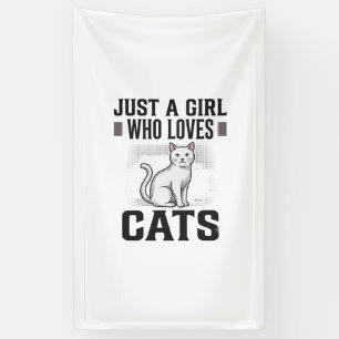 Kattenliefhebber Meisje Vintage Gravure Shirt Ontw Spandoek