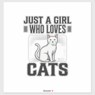 Kattenliefhebber Meisje Vintage Gravure Shirt Ontw Sticker