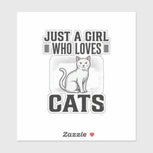 Kattenliefhebber Meisje Vintage Gravure Shirt Ontw Sticker