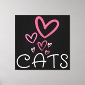 Kattenliefhebber met roze liefdesharten canvas afdruk (Voorkant)