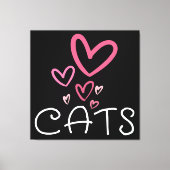 Kattenliefhebber met roze liefdesharten canvas afdruk (Voorkant)
