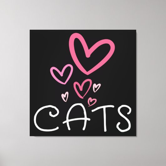 Kattenliefhebber met roze liefdesharten canvas afdruk (Voorkant)