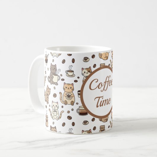 Kattenliefhebber mok voor koffietijd (Voorkant links)