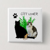 Kattenliefhebber Mooie Katten Knop Vierkante Button 5,1 Cm (Voorkant)