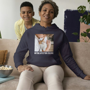 Kattenliefhebber Navyblauw Witte Citaat Aangepaste Hoodie