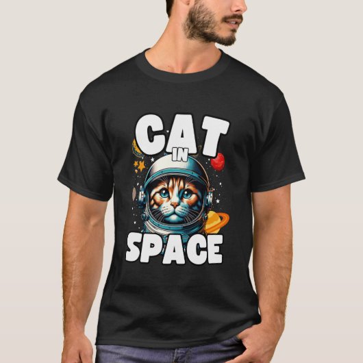 Kattenliefhebber Ontwerpt Kat in de Ruimte Grappig T-shirt (Voorkant)