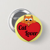 Kattenliefhebber Oranje Kattengezicht met Rode Har Ronde Button 5,7 Cm (Voorkant /achterkant)