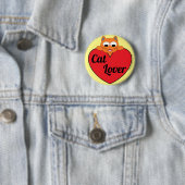 Kattenliefhebber Oranje Kattengezicht met Rode Har Ronde Button 5,7 Cm (In situ)