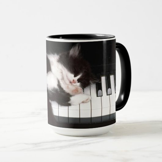 Kattenliefhebber Pianotoetsen Mok (Voorkant rechts)
