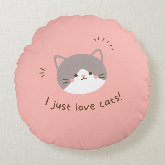 Kattenliefhebber Rond Kussen (Voorkant)